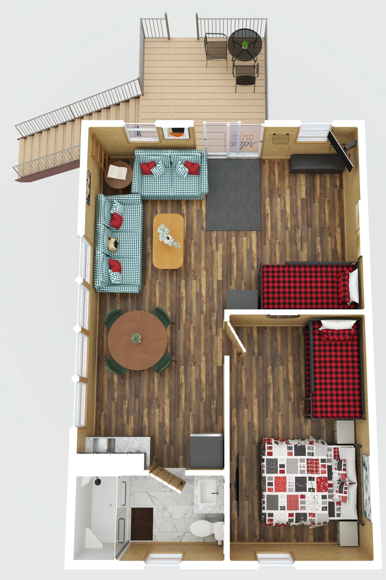 Floor plan of the bunkhouse above the game room